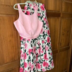 Pink floral two-piece wedding – prom gown